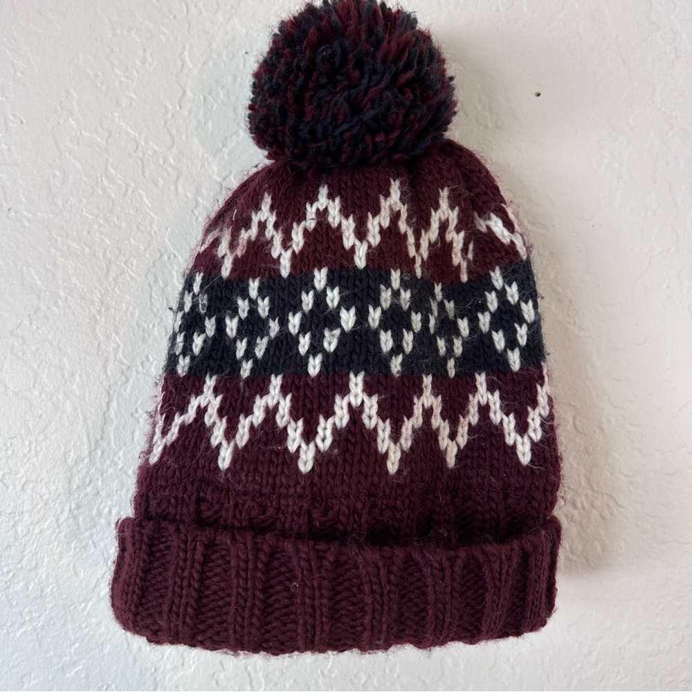 Goodfellow Burgundy Knit Pom-Pom Beanie for Kids